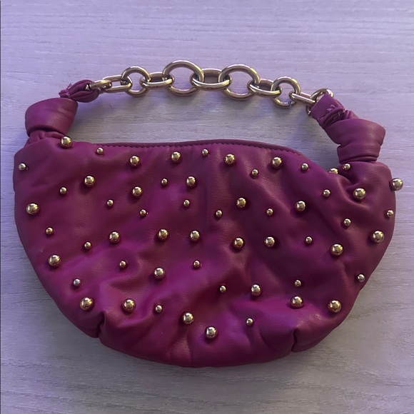 Zara Handbags - ZARA- Studded Pink Clutch with Gold Accents